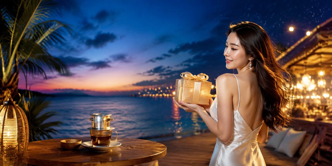 Người chơi tại Phú Quốc kiểm tra giao dịch tài chính và thực hiện cá cược tại quán cà phê ven biển