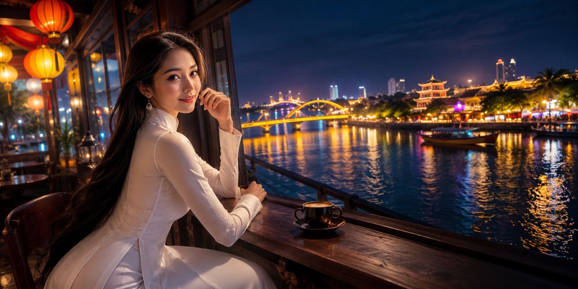 Không khí sảnh giải trí casino phong cách hiện đại tại Sài Gòn với tà áo dài truyền thống Việt Nam
